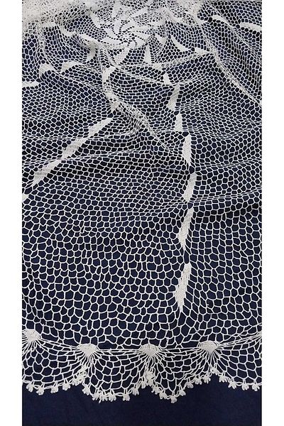 Papatyam Fiskos Lace Set with Diameter of 75 cm - Hand Knitted Crochet and Tablecloth