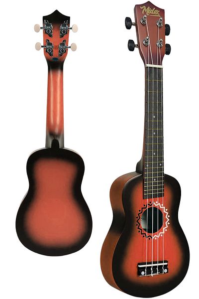 Midex UKX-600RD Sunburs Εφέ Μαόνι Κοντσερτά Ukulele Πλήρες Σετ