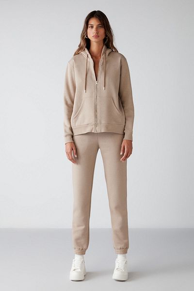 GRIMELANGE Marıtza Damen-Jogginghose in regulärer Passform, Nerz, mit elastischem Bund und Beinen und Fleece-Innenseite