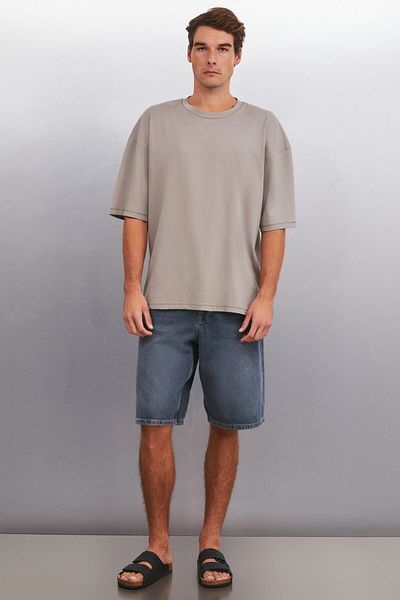 GRIMELANGE Ανδρικό T-shirt Rhett - Mink Color 100% Organic Cotton Oversize