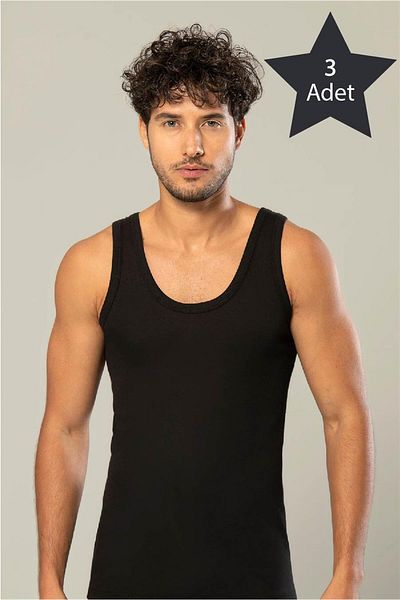ERDEM İÇ GİYİM Erdem 3-Piece Black Gold Modal Undershirt 15503