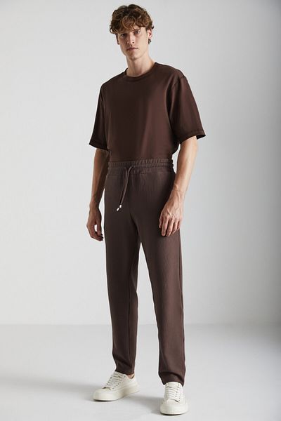 GRIMELANGE Berthola Men's 3-Piece Organic Fabric Regular Fit Bitter Brown Sweatpants