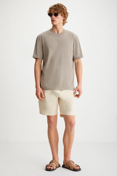 GRIMELANGE Alessandro Men's 4-Piece Organic Cotton Regular Thick Textured Crew Neck Pmb/ Grey/ Vzn/ Byz T-Shirt