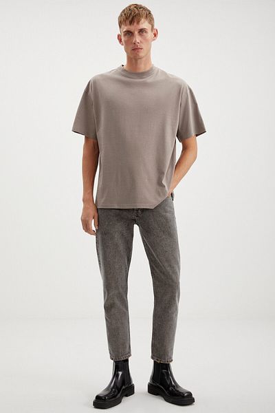 GRIMELANGE Sterling pánské oversize Fit Rain Drop Image Speciální texturované norkové tričko