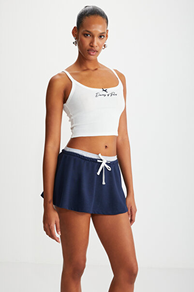 GRIMELANGE Joan Women - White Crop Bustier με λουράκι κεντητική λεπτομέρεια