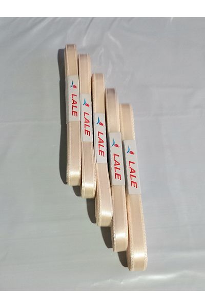 yörük tuhafiye 50 Meters Cream Satin Ribbon - 1 cm Ball Satin Ribbon