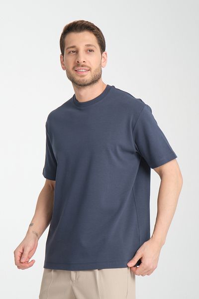 Frappoli 2857 Massimo Ανδρικό μπλουζάκι Navy Blue 100% Supima βαμβακερό ύφασμα που δεν συρρικνώνεται με κανονική εφαρμογή