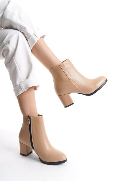 marinarosse Γυναικείες κοντές μπότες Liva Nud Skin με ίσιο τακούνι