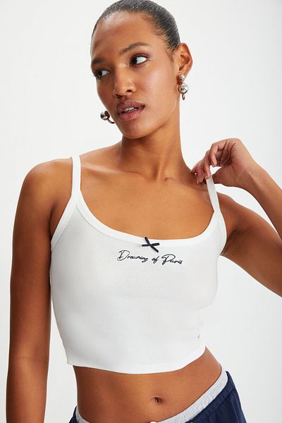 GRIMELANGE Joan Women - Strappy Embroidery Detailed White Crop Bustier