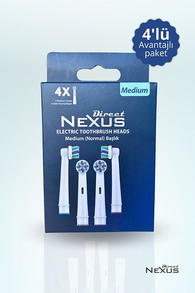 Direct NEXUS 4 Pack Oral-B Compatible Electric Toothbrush Replacement Heads - Medium Medium Hardness