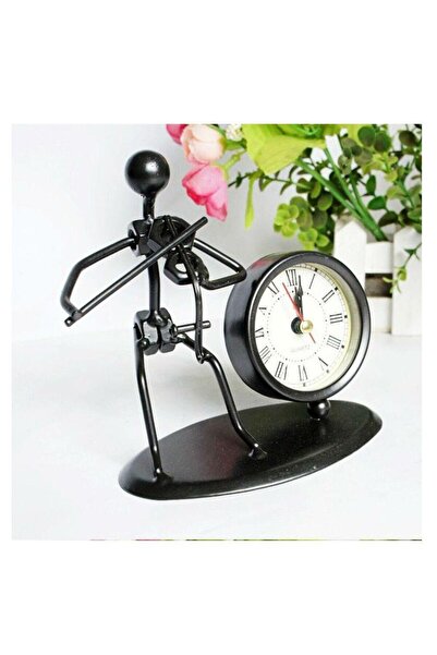 SUME Keman Çalan Metal Adam Masa Saati Ev Ofis Dekor Süs