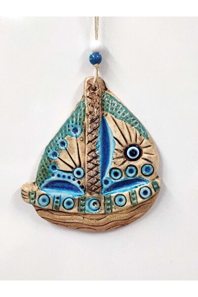 Ceramic Mini Ship Decorative Wall Ornament 13x15 cm