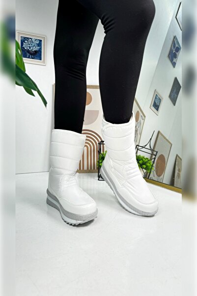 Nstil Bílé dětské sněhule pro dospělé – chlupatý vnitřní design, suchý zip, protiskluzová podrážka, unisex 802