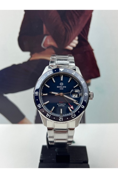 Hislon Dark Blue Ceramic Beezel Men's Automatic Wristwatch 10 Atm Waterproof