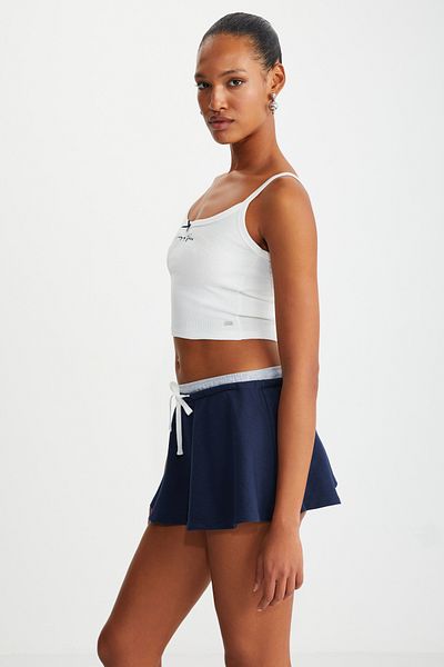 GRIMELANGE Joan Women - Strappy Embroidery Detailed White Crop Bustier