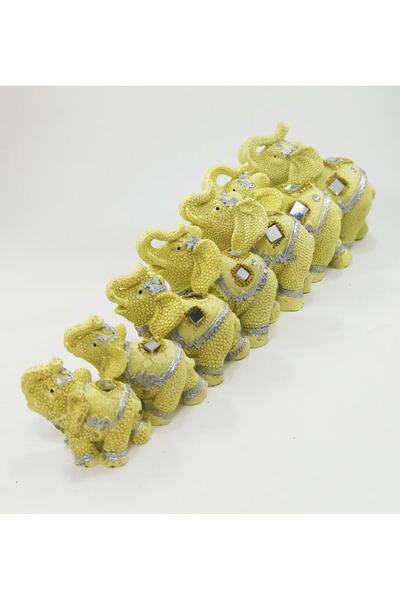 SUME Yedili Uğurlu Fil Dekoratif Taş Işlemeli Biblo