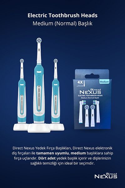 Direct NEXUS 4 Pack Oral-B Compatible Electric Toothbrush Replacement Heads - Medium Medium Hardness