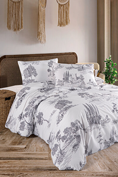 Marielouhome طقم غطاء لحاف مزدوج من القطن بنسبة 100% باللون الرمادي العتيق