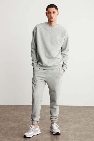 GRIMELANGE Marshall Herren-Trainingsanzug-Set aus bestickter Fleece-Baumwolle – Relaxed Grimelange