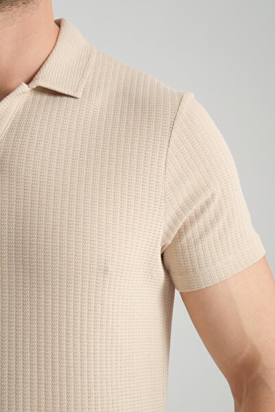 Frappoli Ανδρικό μπλουζάκι με γιακά πόλο με κανονική εφαρμογή Waffle 100% βαμβάκι POLOYAKA