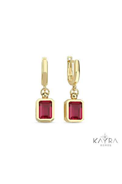 Kayra Mücevher Lal Taşlı Gümüş Küpe GMKP09