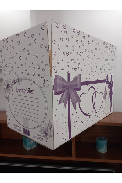 Genel Markalar 20 Adet Isim Yazılan Mor Gelin Çeyiz Kolisi Taşınma Kolisi