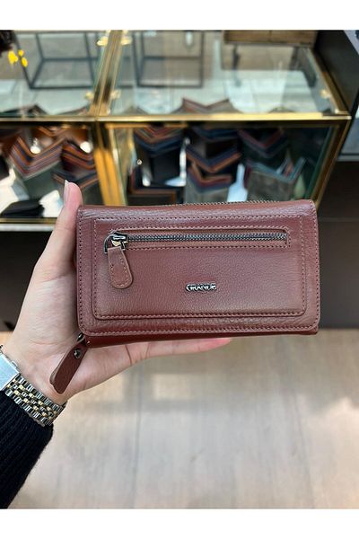 Deriza Grande 2715 - Дамски портфейл от естествена кожа, кафяв