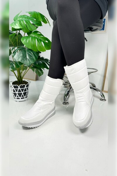 Nstil Bílé dětské sněhule pro dospělé – chlupatý vnitřní design, suchý zip, protiskluzová podrážka, unisex 802