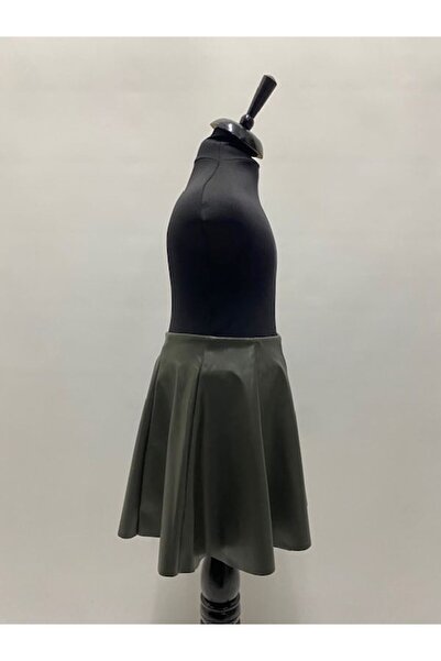 WAYS Fusta kaki pentru fete din imitație de piele, 8 piese, cu talie elastică