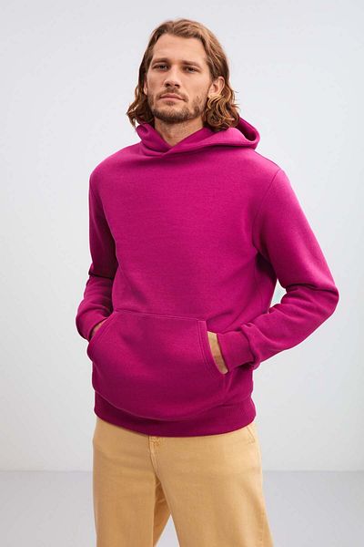 GRIMELANGE Draco Men - Organic Fabric, Fleece, Soft Kangaroo, Hooded Plum Sweatshirt