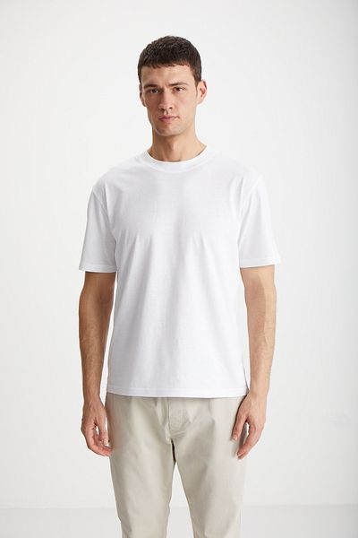 GRIMELANGE Alessandro Men's 4-Piece Organic Cotton Regular Thick Textured Crew Neck Syh/Grmj/Byz T-Shirt