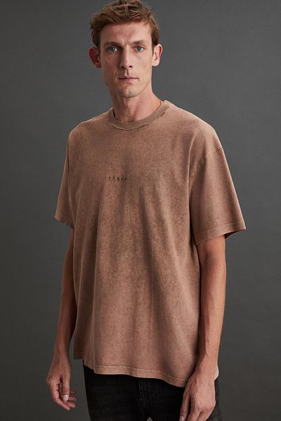 GRIMELANGE Ανδρικό μπλουζάκι Louis - 100% οργανικό βαμβάκι με κέντημα Relaxed Mink