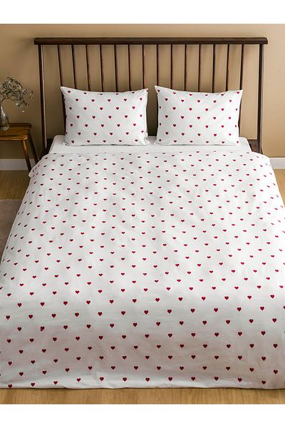 LC Waikiki Red Heart Patterned 100% Cotton Double Duvet Cover Set 200 X 220 cm