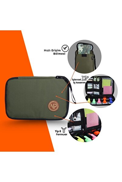 NPO حقيبة تنظيم الكابلات والمكياج والإكسسوارات باللون الأخضر