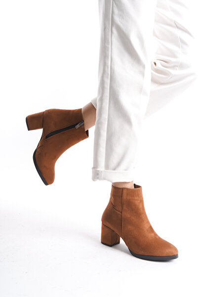 marinarosse Дамски кафяви велурени къси боти Liva с плосък ток