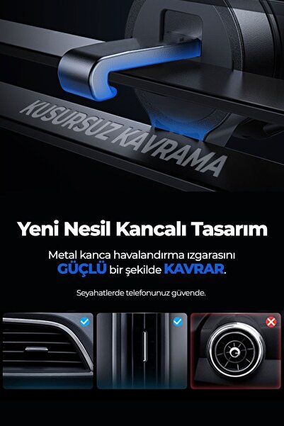 woyax Güçlü Mıknatıslı Kancalı Araç Içi Telefon Tutucu - Magsafe Iphone Uyumlu Havalandırma Için