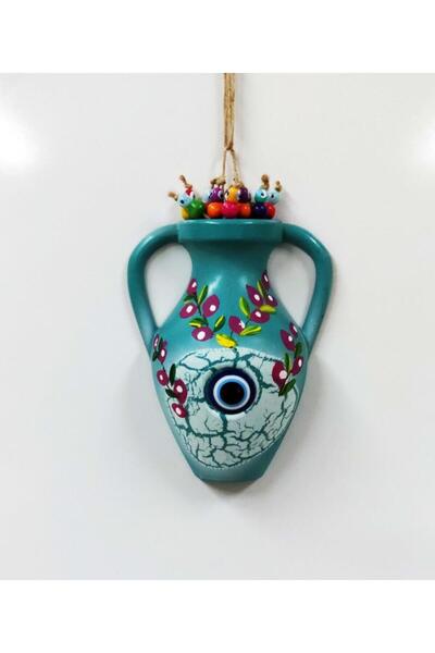 SUME Küp Figürlü Çiçek Desenli Dekoratif Duvar Süsü Nazarlık 12x17