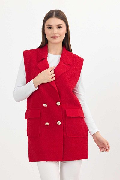 Rays 3016A Vestă roșie Boucle - Detaliu nasturi