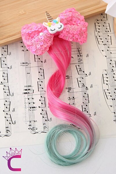 Cinderella Postiță de păr pentru fetiță unicorn cu paiete fucsia - clemă pent...