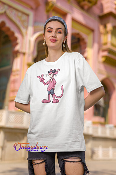 oneagılyazı Tricou oversize cu imprimeu Pantera Roz