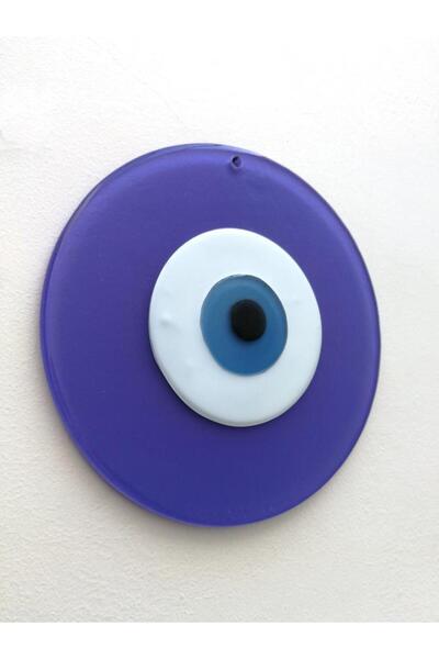 SUME Büyük Boy Lila Cam Nazarlık Nazar Boncuğu Lüks Kalite 20 cm Çap El Işi