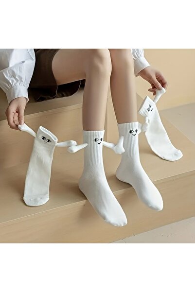 çorapkolik 1 ζευγάρι λευκές μαγνητικές κάλτσες που κρατούν τα χέρια για ραντεβού αθλητικές κάλτσες