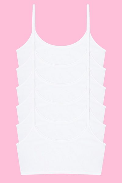 Arma Yıldız Λευκό βαμβακερό σουτιέν γυμναστικής Lycra Half Tank Top για κορίτσι - Πακέτο 6