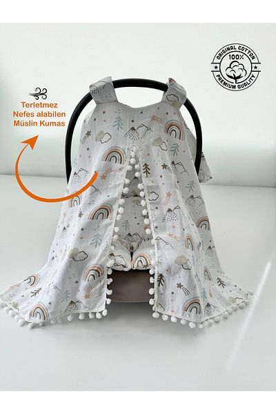 Jaju Baby Mountain Patterned Muslin Stroller Cover and Cushion