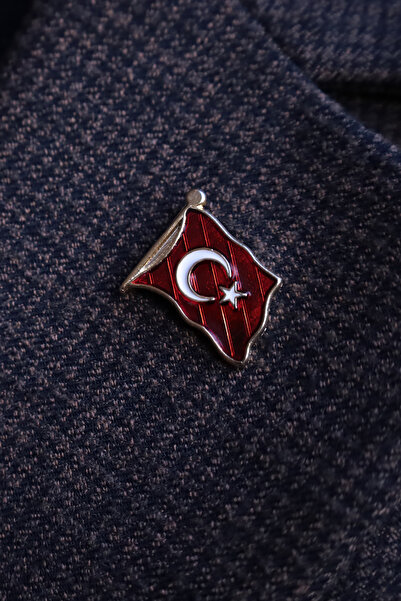 Kuker Madeni Eşya Desenli Türk Bayrağı Rozet