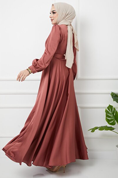 Olcay Φόρεμα βραδινό φόρεμα με αξεσουάρ ζώνης, ΣΤΕΓΝΩΜΕΝΟ ΤΡΙΑΝΤΑΦΥΛΛΟ 1602