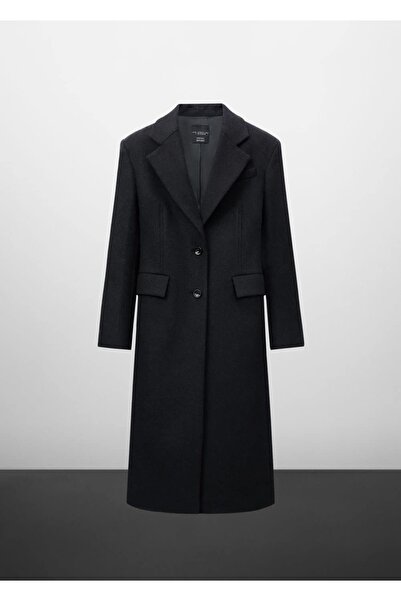 MANGO Woman Woolen Overcoat with Padded Shoulders