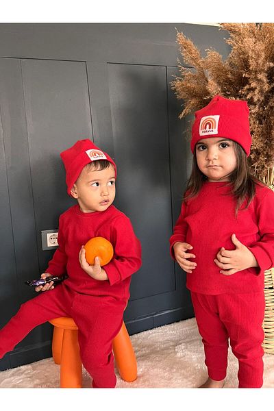 BAHNUR Baby Kids Beret Bottom Top Unisex Set Set Nursery Tracksuit Set