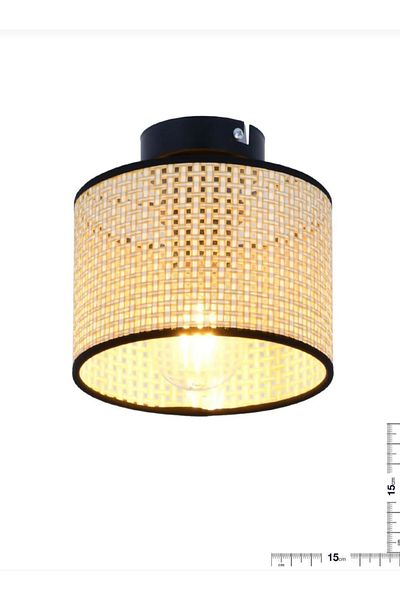 Semboldekor Single Plafonier Cake Wicker Black Detailed Chandelier