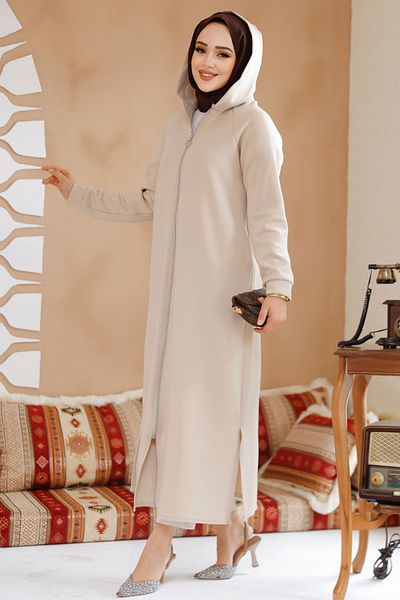 Neva Style Beige Hooded Hijab Cap - 72231Beige